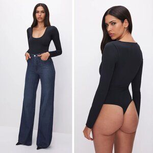 Good American Black Sculpting Scoop Neck Bodysuit Size 2XL 41810